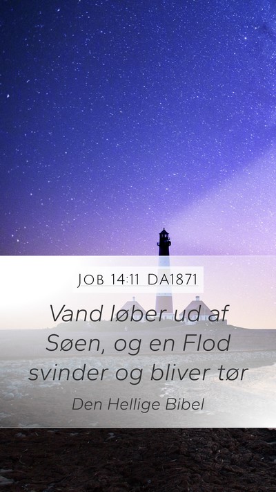 Job 14:11 DA1871 Mobile Phone Wallpaper - Vand løber ud af Søen, og en Flod svinder og - Mobile Bible Verse Wallpaper
