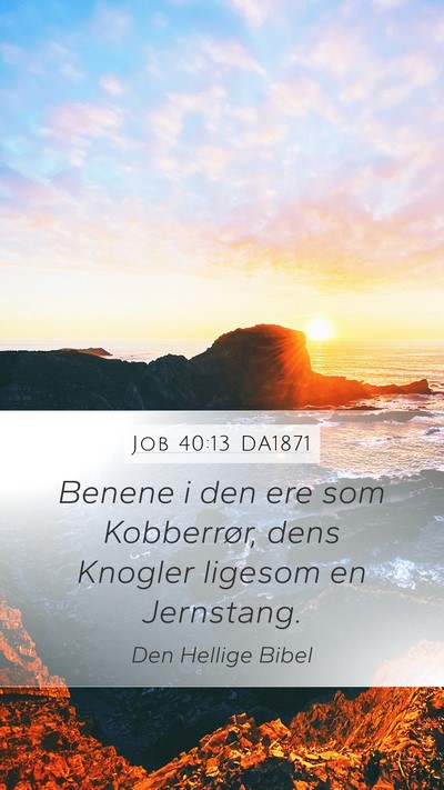 Job 40:13 DA1871 Mobile Phone Wallpaper - Benene i den ere som Kobberrør, dens Knogler - Mobile Bible Verse Wallpaper