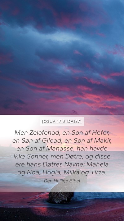 Josua 17:3 DA1871 Mobile Phone Wallpaper - Men Zelafehad, en Søn af Hefer, en Søn af - Mobile Bible Verse Wallpaper