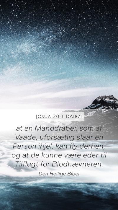 Josua 20:3 DA1871 Mobile Phone Wallpaper - at en Manddraber, som af Vaade, uforsætlig slaar - Mobile Bible Verse Wallpaper