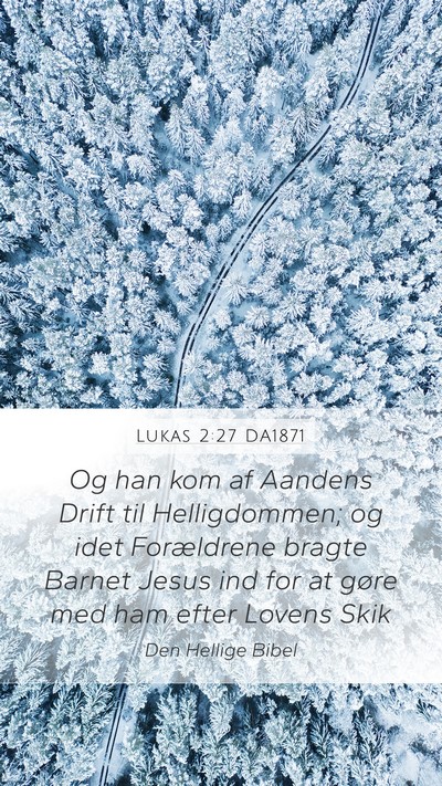Lukas 2:27 DA1871 Mobile Phone Wallpaper - Og han kom af Aandens Drift til Helligdommen; og - Mobile Bible Verse Wallpaper