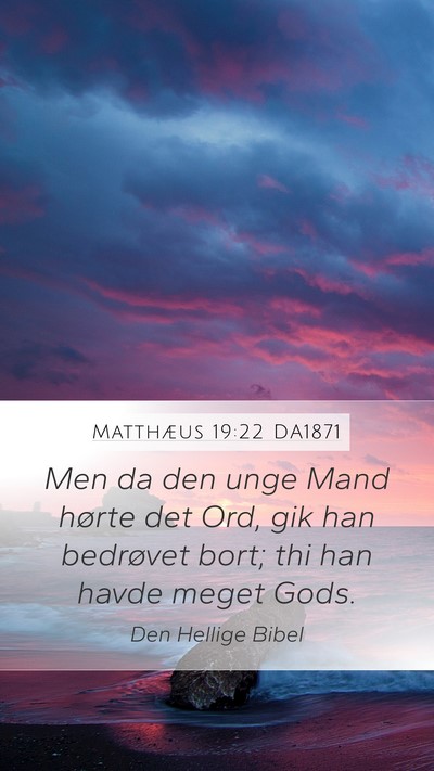 Matthæus 19:22 DA1871 Mobile Phone Wallpaper - Men da den unge Mand hørte det Ord, gik han - Mobile Bible Verse Wallpaper