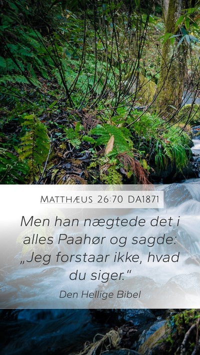 Matthæus 26:70 DA1871 Mobile Phone Wallpaper - Men han nægtede det i alles Paahør og sagde: - Mobile Bible Verse Wallpaper