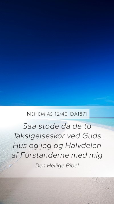 Nehemias 12:40 DA1871 Mobile Phone Wallpaper - Saa stode da de to Taksigelseskor ved Guds Hus og - Mobile Bible Verse Wallpaper