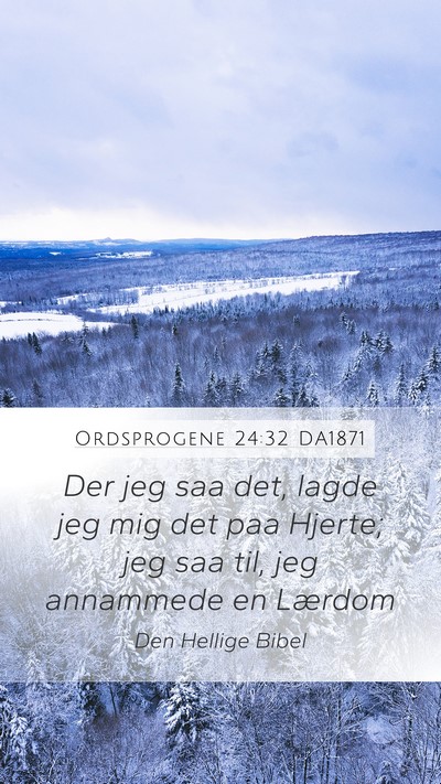 Ordsprogene 24:32 DA1871 Mobile Phone Wallpaper - Der jeg saa det, lagde jeg mig det paa Hjerte; - Mobile Bible Verse Wallpaper