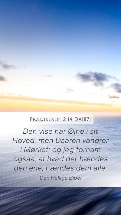 Prædikeren 2:14 DA1871 Mobile Phone Wallpaper - Den vise har Øjne i sit Hoved, men Daaren - Mobile Bible Verse Wallpaper