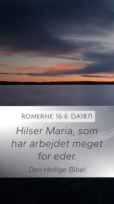 Romerne 16:6 DA1871 Mobile Phone Wallpaper - Hilser Maria, som har arbejdet meget for - Mobile Bible Verse Wallpaper