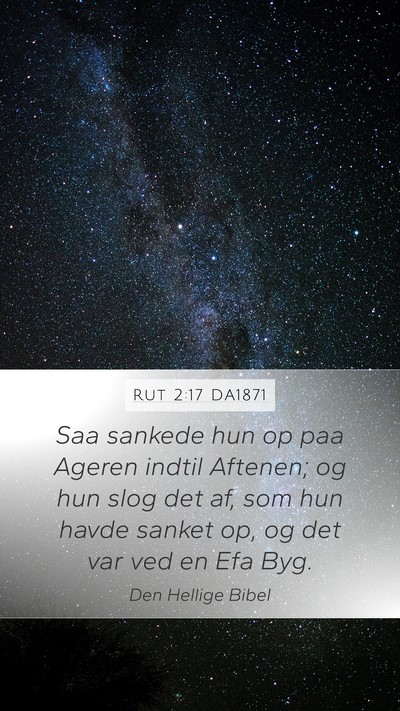 Rut 2:17 DA1871 Mobile Phone Wallpaper - Saa sankede hun op paa Ageren indtil Aftenen; og - Mobile Bible Verse Wallpaper