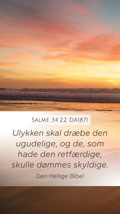 Salme 34:22 DA1871 Mobile Phone Wallpaper - Ulykken skal dræbe den ugudelige, og de, som - Mobile Bible Verse Wallpaper