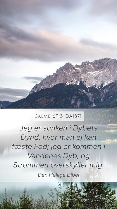 Salme 69:3 DA1871 Mobile Phone Wallpaper - Jeg er sunken i Dybets Dynd, hvor man ej kan - Mobile Bible Verse Wallpaper